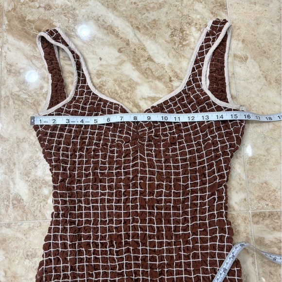 Free People Set the Bar Smocked MIDI Dress. Brown. Size XS - Picture 6 of 12